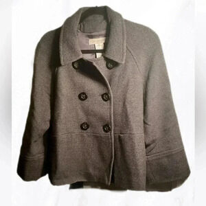 Gerard Darel double breasted grew long sleeve wool waist jacket 42
